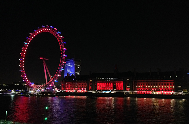 London Eye Wheel Colourful Lighting Event Cityscape Nulty