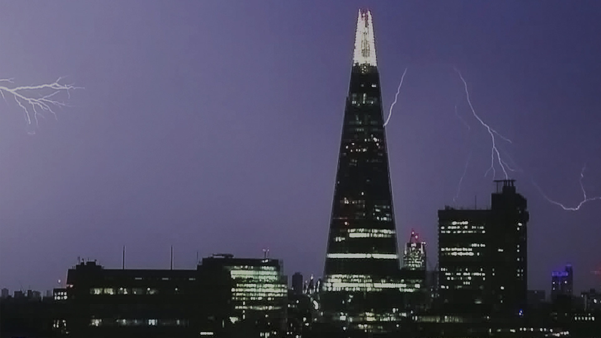 Stormy Skies London The Shard Lightning Strikes Nulty Lighting Design Studio View