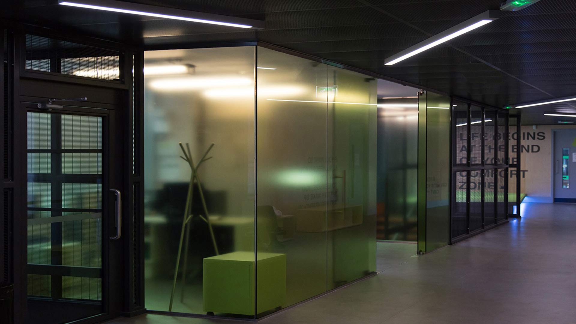 Office Glass Education Modern Linear Efficient Light Corridor Nulty