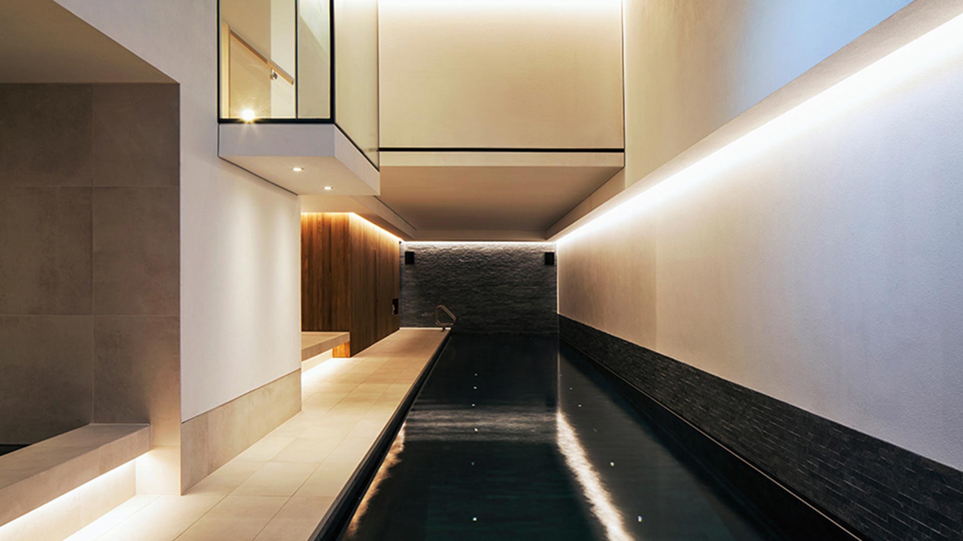 Lighting Scheme Stylish Contemporary Swimming Pool Basement Private Residence Nulty