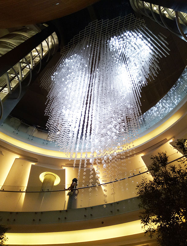 Feature Chandelier Chrystal Dripping Bubbles Dubai Opera