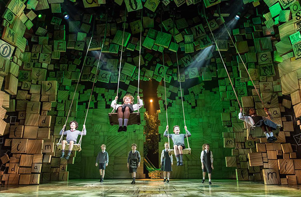Matilda The Musical Stage Green Lighting Scene Swings