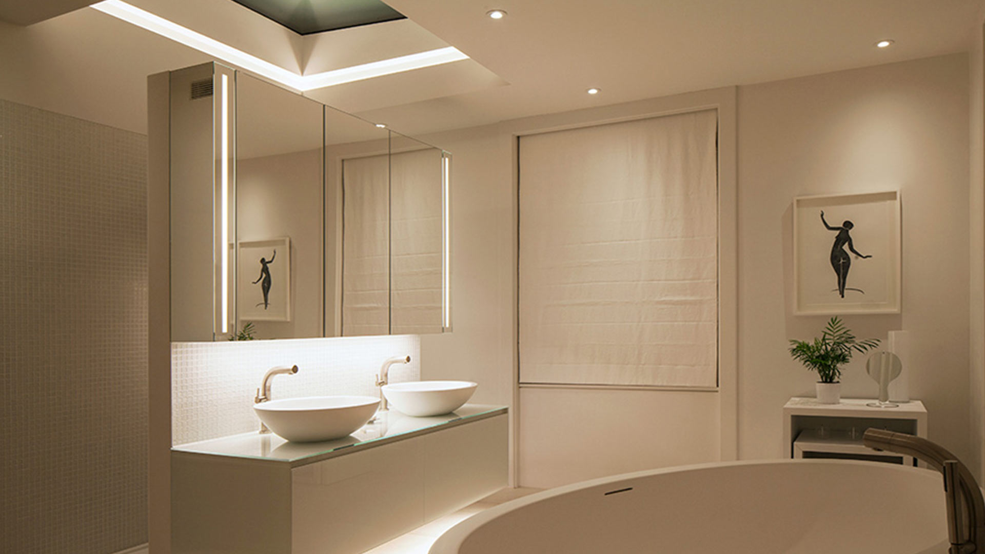 Residential Bathroom Luxury Contemporary Minimal Lighting Scheme Oval Bath Nulty