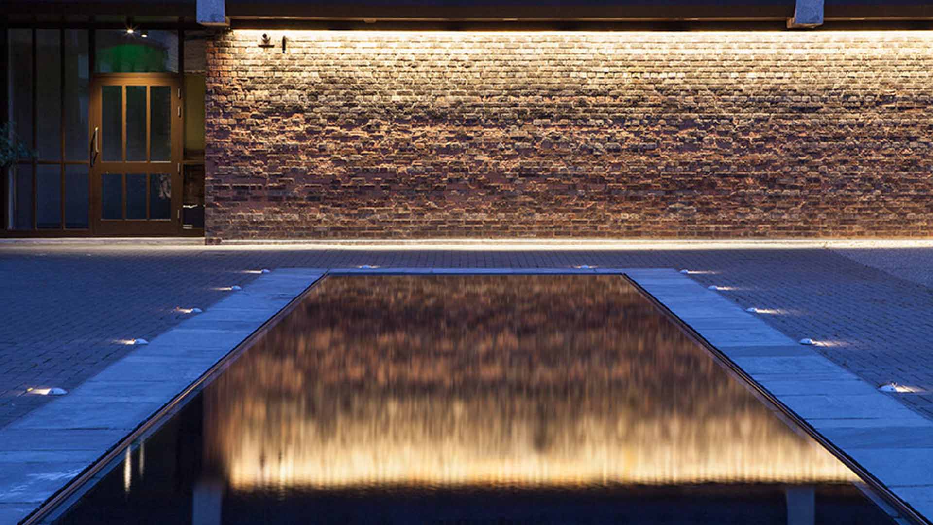 Reflection Pool Courtyard Brickwork Illumination Listed Building Nulty