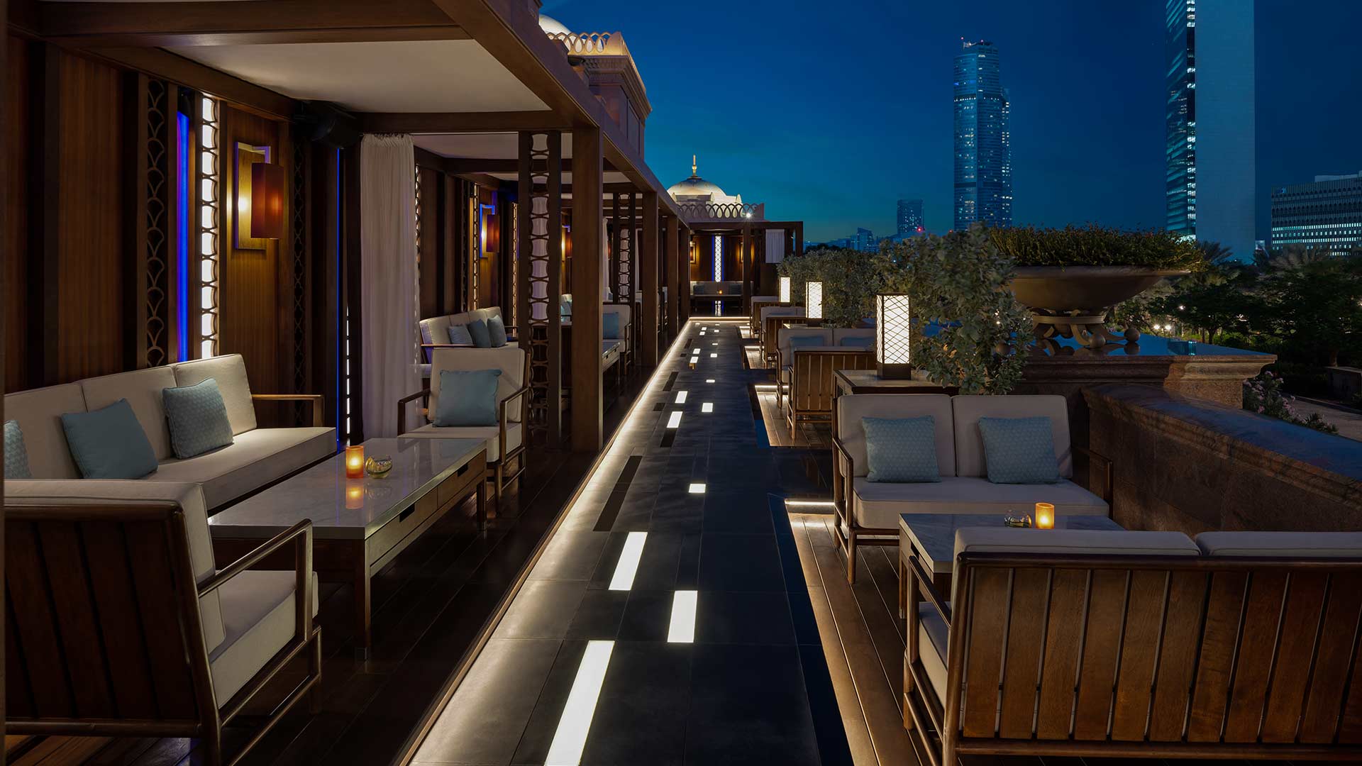 Exterior Lighting Design Integrated Linear Illumination Pathway Cabanas Tables Hakkasan Abu Dhabi Consultants Nulty