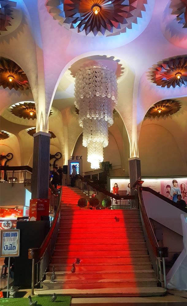 Scala Cinema Bangkok Design Week 2019 Red Carpet Chandelier Light Installation