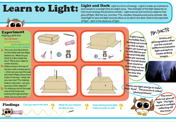 Learn To Light STEM Learning Sheets Light And Dark Childrens Educational Resource Nulty