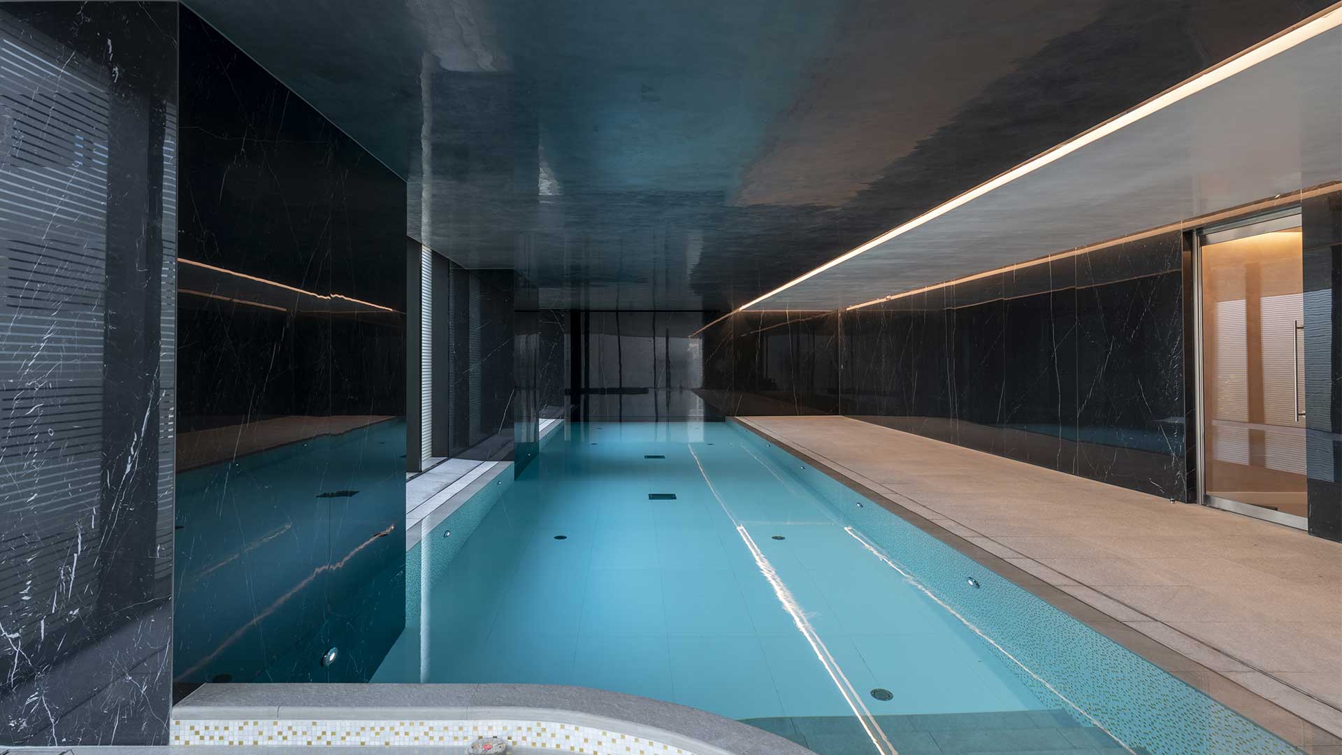 Principal Tower Residential Development Spa Swimming Pool Linear Light Interior Lighting Design Consultants Nulty