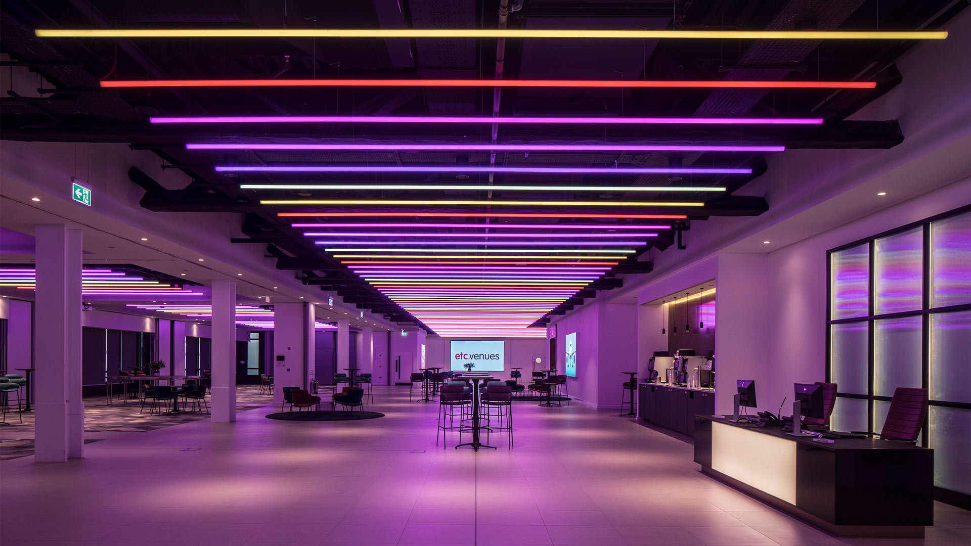 Etc Venues Bishopsgate Event Lighting Breakout Space Flexible Coloured Linear Profiles Architectural Lighting Design Consultants Nulty
