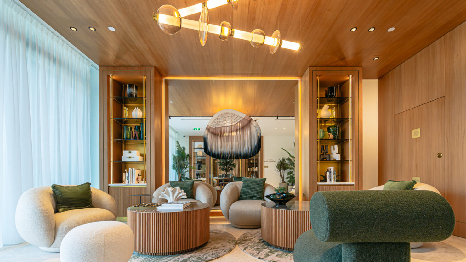 Ellington living room with pendant